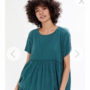 Urabn Outfiiters Baby Doll Blue/Green Short Sleeve Top. Size Extra Small